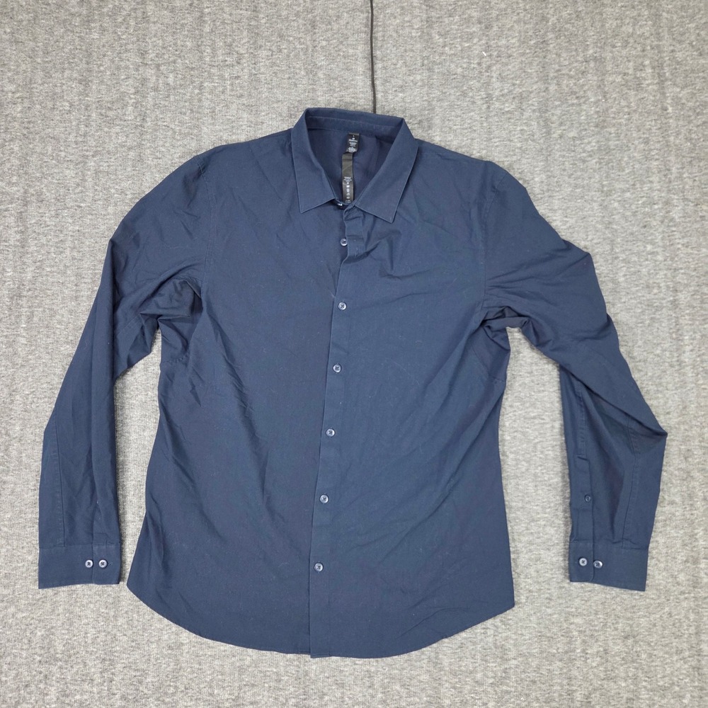 Lululemon New Venture Shirt Men L Navy Long Sleeve Smart Casual Dark Academia